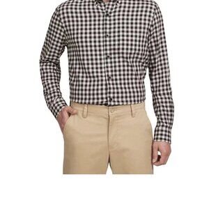 Lands' End Men's Size XXL Brushed Twill Button-Down Black Check Shirt NWT